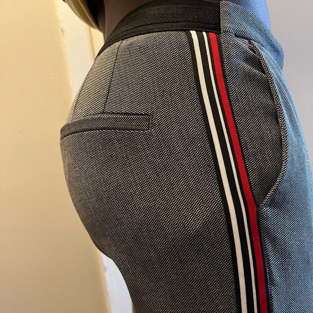 Black and white pants with strip red. Medium